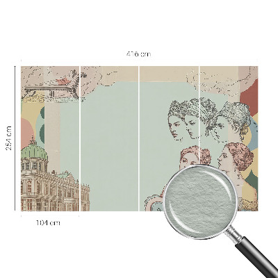 Fotomural decorativo para cabecero de cama con un collage clásico