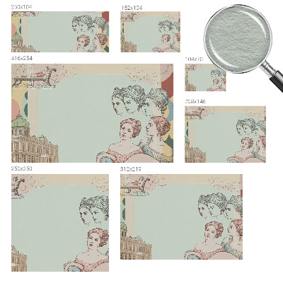 Fotomural decorativo para cabecero de cama con un collage clásico