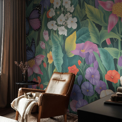 Papel mural texturado decorativo con un diseño de explosión de flores
