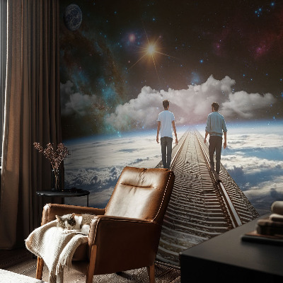 Mural decorativo con diseño de viaje espacial