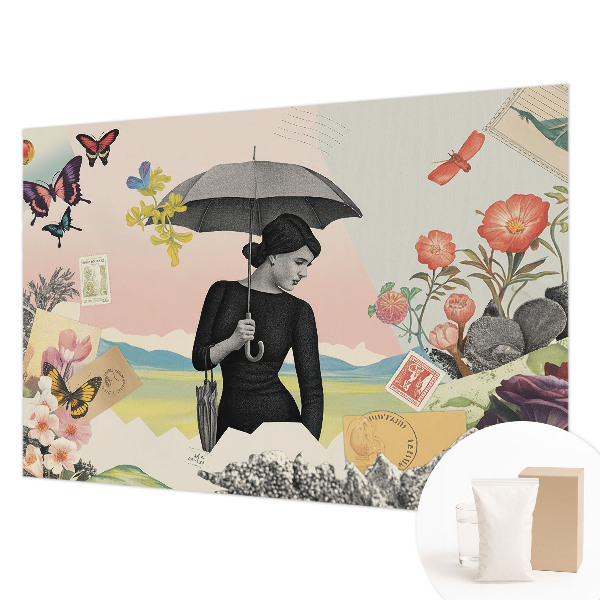 Fotomural decorativo para cabecero de cama con un collage romántico