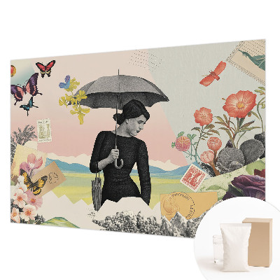 Fotomural decorativo para cabecero de cama con un collage romántico