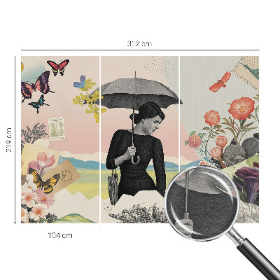 Fotomural decorativo para cabecero de cama con un collage romántico