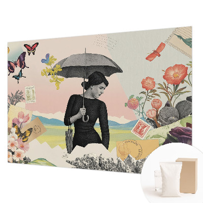 Fotomural decorativo para cabecero de cama con un collage romántico