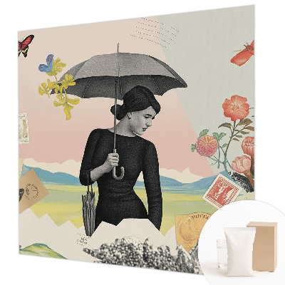 Fotomural decorativo para cabecero de cama con un collage romántico