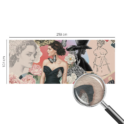 Mural de pared con estampado hermoso con motivos de flores y retratos