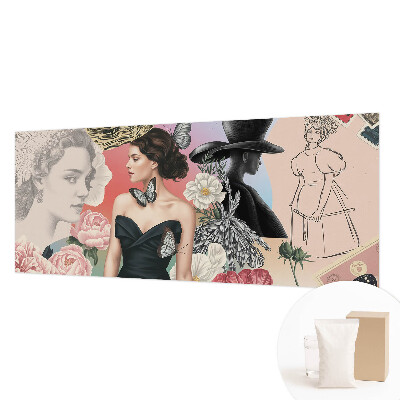 Mural de pared con estampado hermoso con motivos de flores y retratos