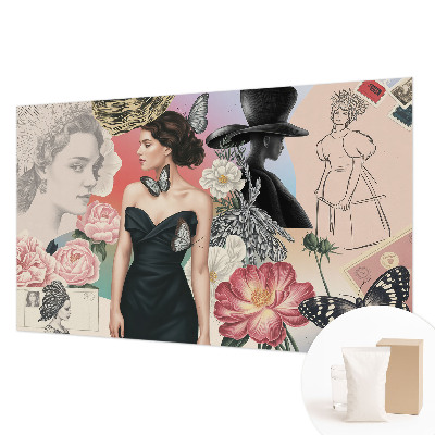 Mural de pared con estampado hermoso con motivos de flores y retratos