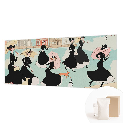 Papel mural con patrón decorativo con diseño de mujeres caminando