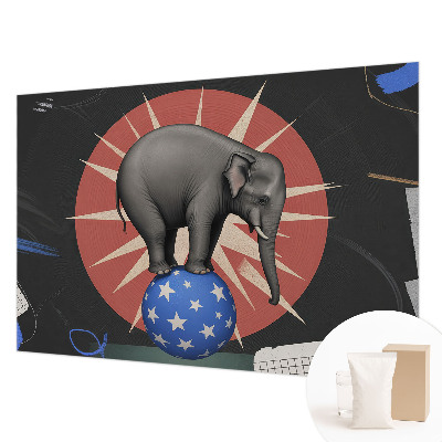 Fotomural decorativo para cabecero de cama con diseño de elefante de circo