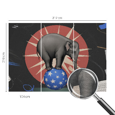 Fotomural decorativo para cabecero de cama con diseño de elefante de circo