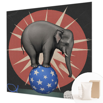Fotomural decorativo para cabecero de cama con diseño de elefante de circo