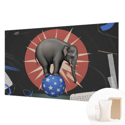 Fotomural decorativo para cabecero de cama con diseño de elefante de circo