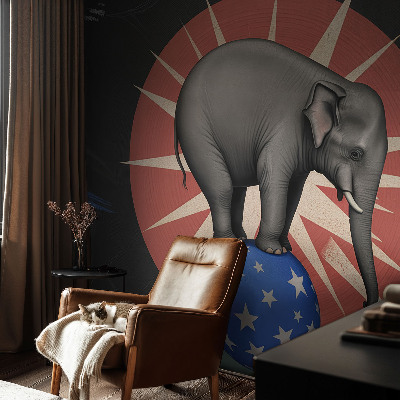 Fotomural decorativo para cabecero de cama con diseño de elefante de circo