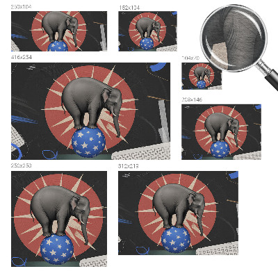 Fotomural decorativo para cabecero de cama con diseño de elefante de circo