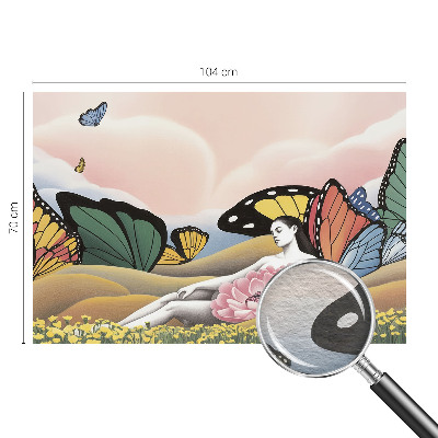 Papel mural con patrón decorativo con diseño de pradera de mariposas