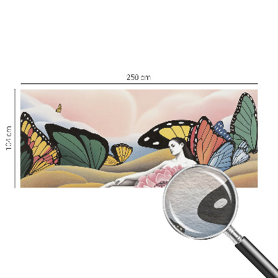 Papel mural con patrón decorativo con diseño de pradera de mariposas