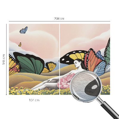 Papel mural con patrón decorativo con diseño de pradera de mariposas