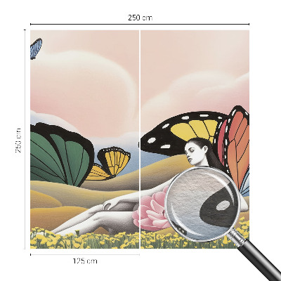 Papel mural con patrón decorativo con diseño de pradera de mariposas
