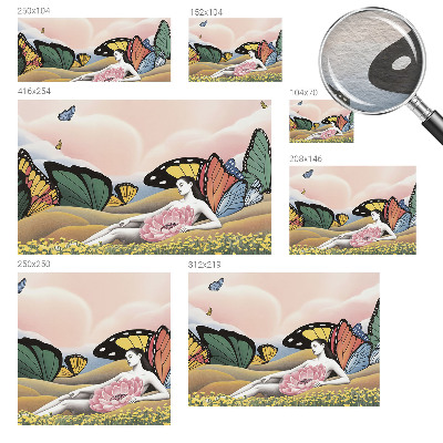 Papel mural con patrón decorativo con diseño de pradera de mariposas