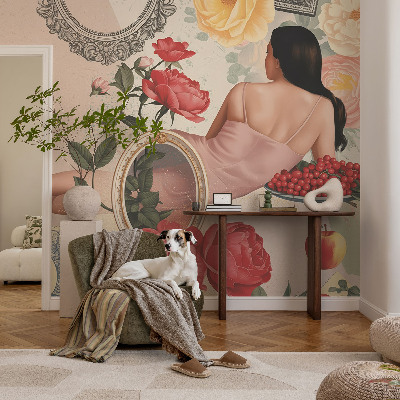 Mural de pared con estampado hermoso con un diseño de elegancia floral