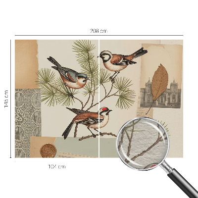 Papel mural texturado decorativo con un diseño de collage de pájaros