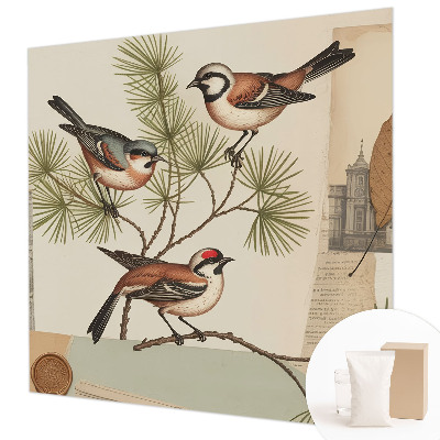 Papel mural texturado decorativo con un diseño de collage de pájaros
