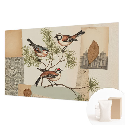 Papel mural texturado decorativo con un diseño de collage de pájaros