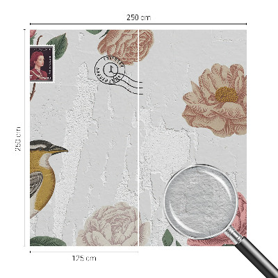 Mural decorativo con diseño de flores antiguas