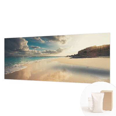 Fotomural decorativo para cabecero de cama con diseño de costa soleada para cabecero