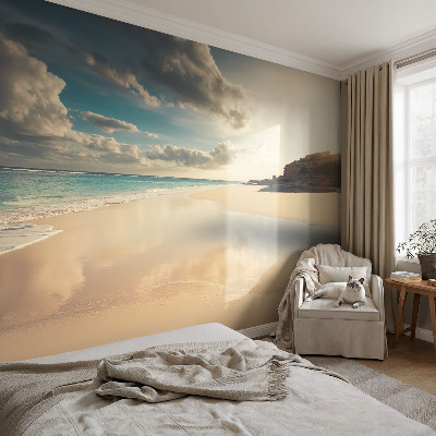 Fotomural decorativo para cabecero de cama con diseño de costa soleada para cabecero