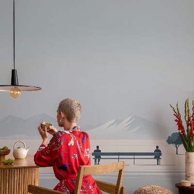 Mural de pared con estampado hermoso con un paisaje minimalista