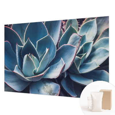Papel mural texturado decorativo con motivo de aloe en tono verde