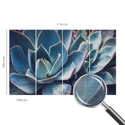 Papel mural texturado decorativo con motivo de aloe en tono verde