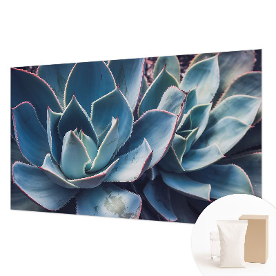 Papel mural texturado decorativo con motivo de aloe en tono verde