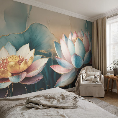 Mural de pared con estampado hermoso con el motivo «Lotos de la Armonía»