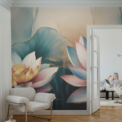 Mural de pared con estampado hermoso con el motivo «Lotos de la Armonía»