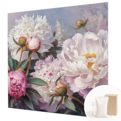 Papel mural texturado decorativo con un diseño de ramo de peonías