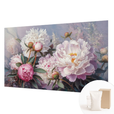 Papel mural texturado decorativo con un diseño de ramo de peonías