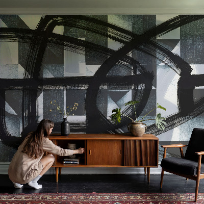 Papel mural texturado decorativo con diseño de geometría expresiva