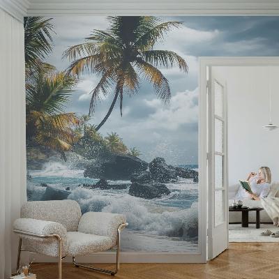 Mural decorativo con motivo de playa exótica