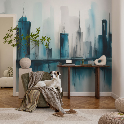 Papel mural texturado decorativo con diseño de paisajes urbanos