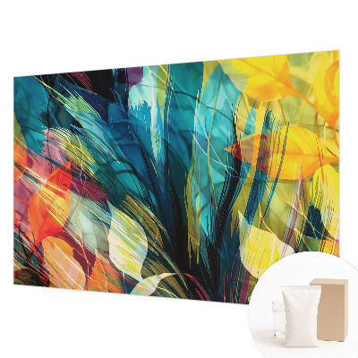 Papel mural texturado decorativo con hojas abstractas como motivo