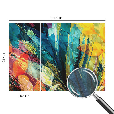 Papel mural texturado decorativo con hojas abstractas como motivo