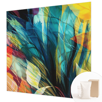 Papel mural texturado decorativo con hojas abstractas como motivo