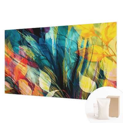 Papel mural texturado decorativo con hojas abstractas como motivo