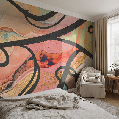 Fotomural decorativo para cabecero de cama con un diseño de movimiento colorido
