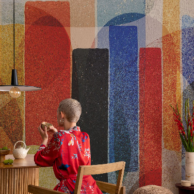 Papel mural con patrón decorativo con formas geométricas