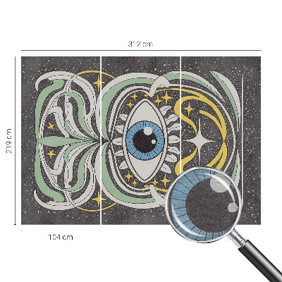 Papel mural con patrón decorativo con motivo de ojo simétrico