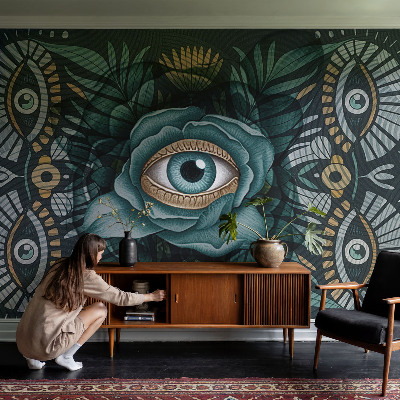 Mural de pared con estampado hermoso con motivo de ojo de flor